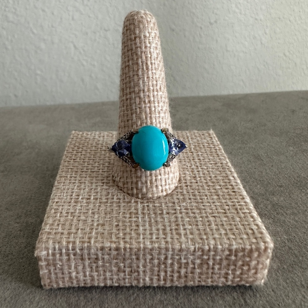 Turquoise, Tanzanite and CZ Ring by Colleen Lopez
